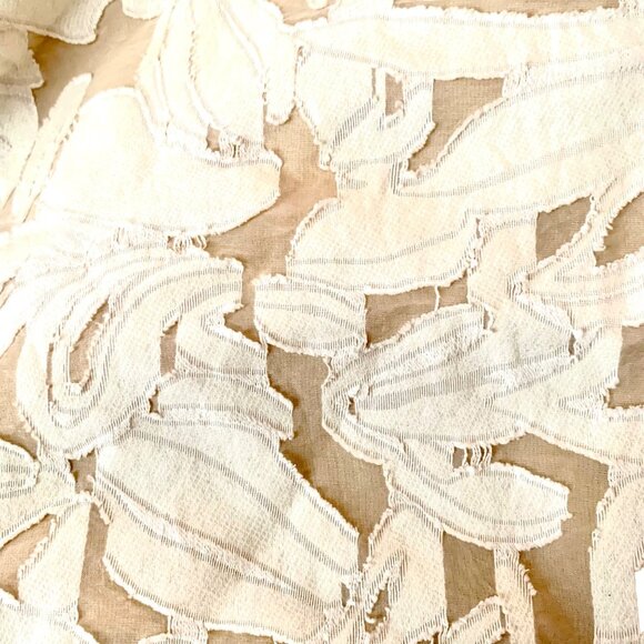 White Sleeveless Lace Floral Textured Halter Mini Dress Open Back Button Closure - Picture 4 of 9